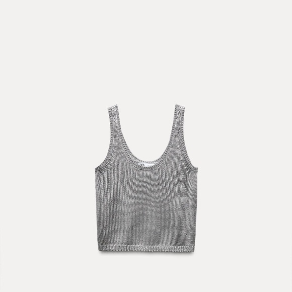 Silver Knit Tank Top Size L - Picture 1 of 1